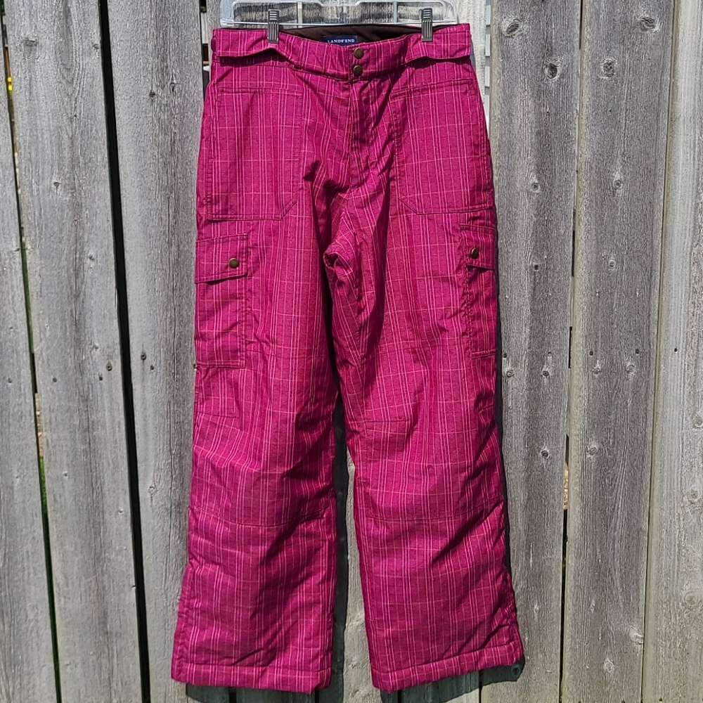 Deep Pink Snow Pants, Pull On, Zipper & Snaps
